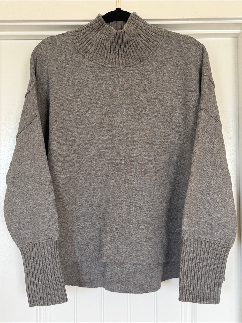 Anthropologie Maeve Carys Gray Mock Neck Sweater Size Large Slouchy Soft
